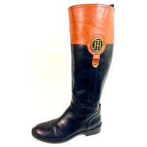 Tommy Hilfiger Womens ilia4 Almond Toe Knee High Boot, Black Brown Womens Size 6